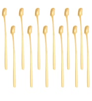 Çelik 17 cm Gold 12 Adet Uzun Kahve ve Smoothie Karıştırma Kaşığı cin577sr-12