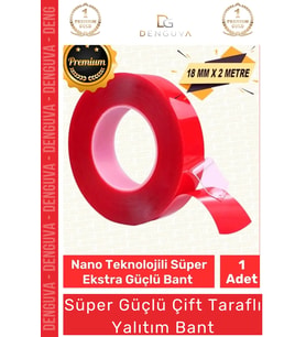 Premium Ekstra Güçlü Çok Amaçlı Çift Taraflı Tamir Cam Dış Mekan Montaj 2mt Silikon Şeffaf Bant