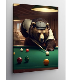 Kanvas Tablo Bilardo Oynayan Ayı