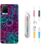 Vivo Y11S Y21S Y20 Y20S Y70 Kılıf Kablo Koruma Spiral Silikon Colurful Mandala 1667