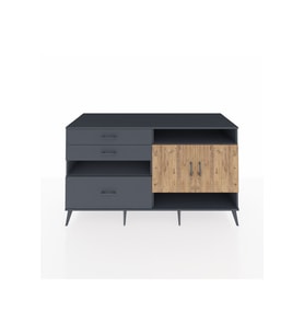 Kronos Konsol 4 Raflı 3 Çekmeceli 2 Kapaklı 176x59x99 Antrasit-Çam/Antrasit