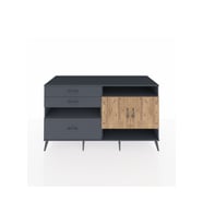 Kronos Konsol 4 Raflı 3 Çekmeceli 2 Kapaklı 176x59x99 Antrasit-Çam/Antrasit