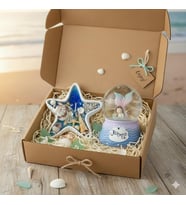 Mumelia Candles Deniz Yıldızı Mum ve Deniz Kızı Kar Küresi Temalı El Yapımı Jel Wax Okyanus Kokulu Hediyelik Dekoratif Mum