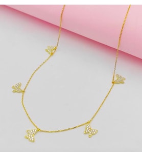 GOLD KELEBEK 925 AYAR GÜMÜŞ KOLYE