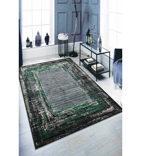 Yeşil Modern Klasik Kaymaz Tabanlı Dekoratif Halı AR125 - 100 x 160 cm