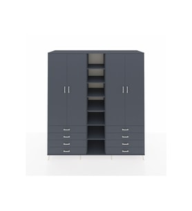Kronos Dolap 10 Raflı 8 Çekmeceli 2 Askılı 220x59x243 Antrasit-Antrasit/Antrasit