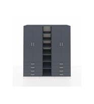 Kronos Dolap 10 Raflı 8 Çekmeceli 2 Askılı 220x59x243 Antrasit-Antrasit/Antrasit