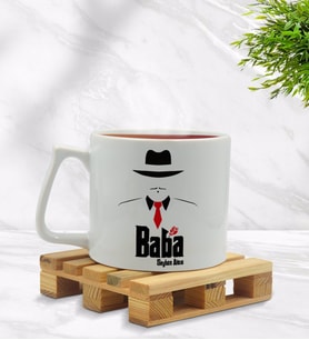 BK Gift Kişiye Özel Baba Godfather Tasarımlı Middle Beyaz Kupa Bardak Model 17
