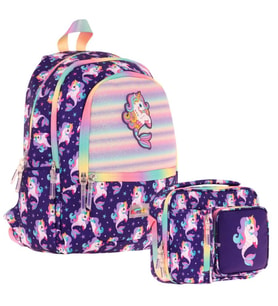 Kaukko Kids Kız Çocuk Okul Çantası ve Isı Yalıtımlı Beslenme Çantası Seti (L5228+L7228) Kauçuk Unicorn - Mor