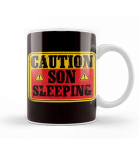 Caution Son Sleeping Family Baby Newborn Children Brother Kupa Bardak Porselen