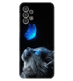 Samsung Galaxy M14 Kılıf Resimli Desenli Silikon Platinium Series Butterfly Cat 1891