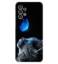 Samsung Galaxy M14 Kılıf Resimli Desenli Silikon Platinium Series Butterfly Cat 1891