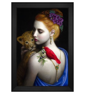 Kadın Motifli Kanvas Tablo 80 x 110 cm Siyah Çerçeve