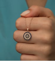 925 Ayar Gümüş Rose Kaplama Nazar Kolye