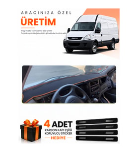 IVECO DAILY (2011-2014) Uyumlu Torpido Koruma Örtüsü Oto Kılıfı - Siyah Kahverengi