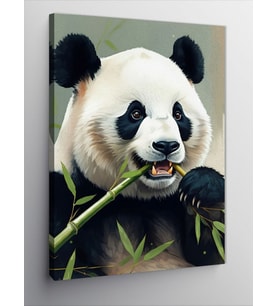 Kanvas Tablo Bambu Yiyen Panda