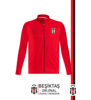 Beşiktaş Orijinal Lisanslı Tam Fermuarlı Dik Yaka Kırmızı Antrenman Sweat