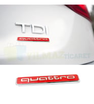 Audi Quattro Bagaj Çamurluk Logo Amblem Paslanmaz Çelik Kırmızı 1 Adet