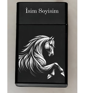 At Horse Desenli Metal Tabaka – Kişiye Özel İsimli Hediyelik M16