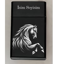 At Horse Desenli Metal Tabaka – Kişiye Özel İsimli Hediyelik M16