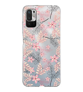 Xiaomi Redmi Note 10 5G Uyumlu Kapak Floral Kırmızı Tasarımlı Şeffaf Silikon Kılıf