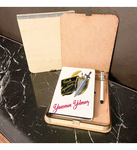 Tarih Öğretmenine Hediye Ahşap Kutulu Defter Kalem Set 001