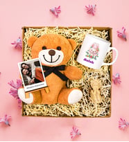 Kişiye Özel Kupalı Melek Mum & Sevimli Ayıcık Polo Kart  Hediye Seti (Model 1)