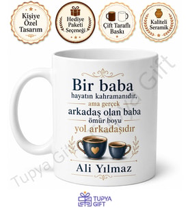 En İyi Arkadaşım Babam Yazılı Kupa Bardak Babalar Günü Hediyesi