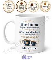 En İyi Arkadaşım Babam Yazılı Kupa Bardak Babalar Günü Hediyesi