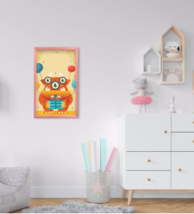 BK Home Tatlı Canavar Tasarımlı Dekoratif Pembe Ahşap Çerçeveli Çocuk Odası Tablo-6