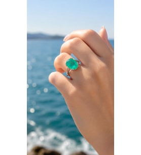 925 Ayar Gümüş Oval Doğal Paraiba Taşlı Yüzük