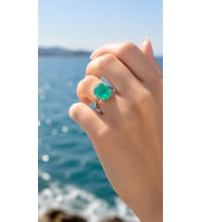 925 Ayar Gümüş Oval Doğal Paraiba Taşlı Yüzük