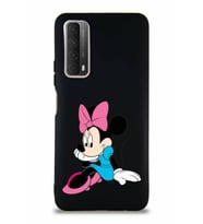 Huawei Y7A Soft Premier Kapak Minnie Mouse-E Tasarımlı Silikon Kılıf - Siyah (Şeffaf)