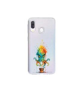 Samsung Galaxy A40 ile uyumlu Splash ahtapot tasarımlı şeffaf silikon kılıf