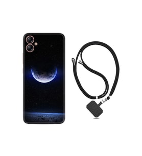Samsung Galaxy A04e Kılıf Ipli Boyun Askılı Desenli Silikon Midnight Moon 1802