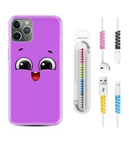 Apple iPhone 11 12 13 14 Pro Max Kılıf Kablo Koruma Spiral Silikon Purple Sweety 1717