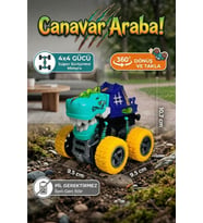 Dinozor Temalı Canavar Araba - 360 Derece Takla Atan Atalet Motorlu Monster Truck Oyuncak
