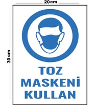 Metal Toz Maskeni Kullan 20cm x 30cm A4 Büyüklüğünde Uyarı Levhası Yönlendirme Tabelası