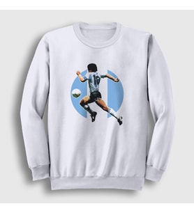 Presmono Unisex Beyaz Futbol Run Maradona Sweatshirt 51336tt