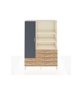 Hyperion Dolap 7 Raflı 6 Çekmeceli Tek Kapaklı  132x44x195 Aytaşı-Antrasit/Çam