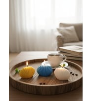İSTİRİDYE 3'LÜ HEDİYELİK DEKORATİF HOŞ KOKULU PARAFİN WAX MUM (SARI + MAVİ + BEYAZ RENKLİ)
