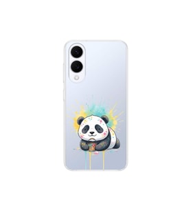 Samsung Galaxy S25 Edge ile Uyumlu Splash Panda Tasarımlı Şeffaf Silikon Kılıf
