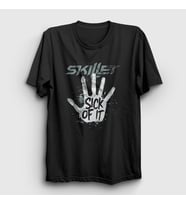 Presmono Unisex Siyah Sick Of It Skillet T-Shirt 539853tt