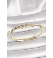 Pirinç Gold Renk Damla Zirkon Taşlı Kadın Kelepçe