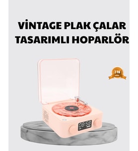 3-Ü-1 Gece Işığı Hoparlör Dijital Saat Plak Çalar Tasarımlı