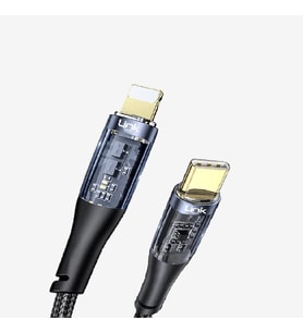 K673 130cm 27W Type-c Lightning Şeffaf Veri Kablosu