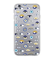 PrintiFy iPhone 6 Plus ile Uyumlu Nazar Boncuğu 2 Baskılı Kamera Korumalı Şeffaf Silikon Kılıf