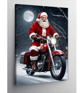 Kanvas Tablo Motosikletli Noel Baba