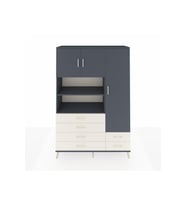 Hyperion Dolap 9 Raflı 6 Çekmeceli 3 Kapaklı 132x44x195 Antrasit-Antrasit/Aytaşı