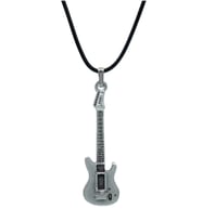 Elektro Gitar Deri ip Kolye - Gümüş Kaplama - Kadın Erkek Kolye - No:928